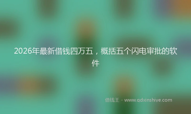 2026年最新借钱四万五,概括五个闪电审批的软件