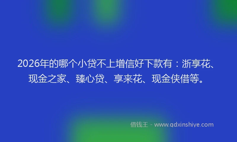 2026年的哪个小贷不上增信好下款有:浙享花、现金之家、臻心贷、享来花、现金侠借等。