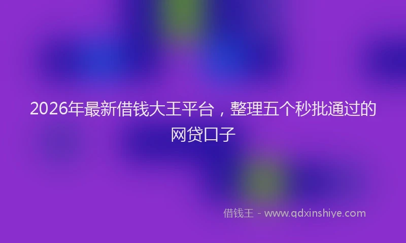 2026年最新借钱大王平台，整理五个秒批通过的网贷口子