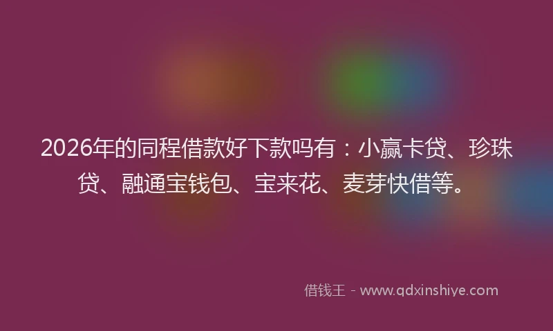 2026年的同程借款好下款吗有：小赢卡贷、珍珠贷、融通宝钱包、宝来花、麦芽快借等。