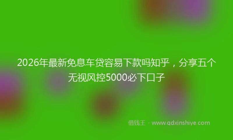 2026年最新免息车贷容易下款吗知乎，分享五个无视风控5000必下口子