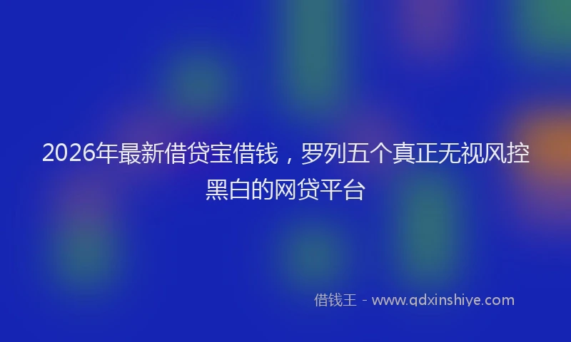 2026年最新借贷宝借钱，罗列五个真正无视风控黑白的网贷平台