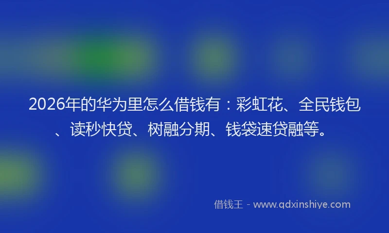 2026年的华为里怎么借钱有：彩虹花、全民钱包、读秒快贷、树融分期、钱袋速贷融等。