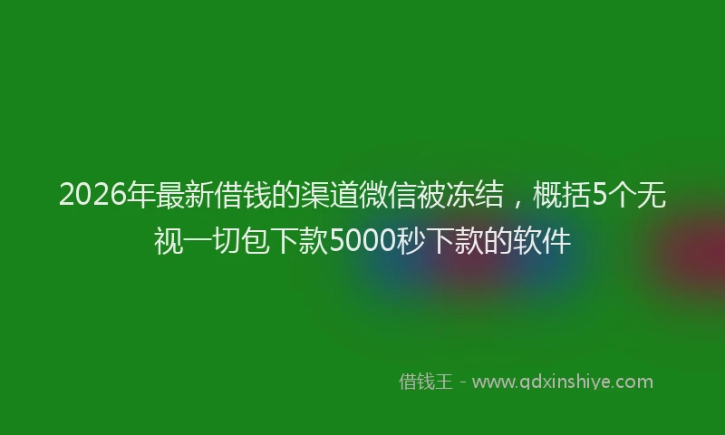 2026年最新借钱的渠道微信被冻结，概括5个无视一切包下款5000秒下款的软件