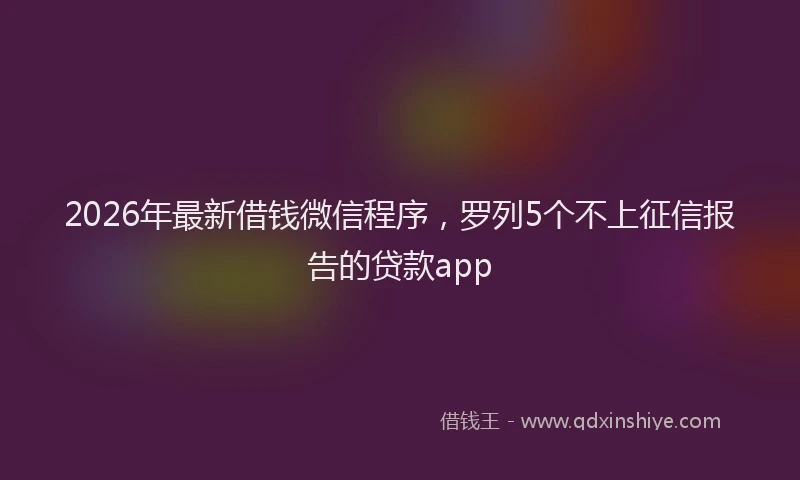 2026年最新借钱微信程序，罗列5个不上征信报告的贷款app