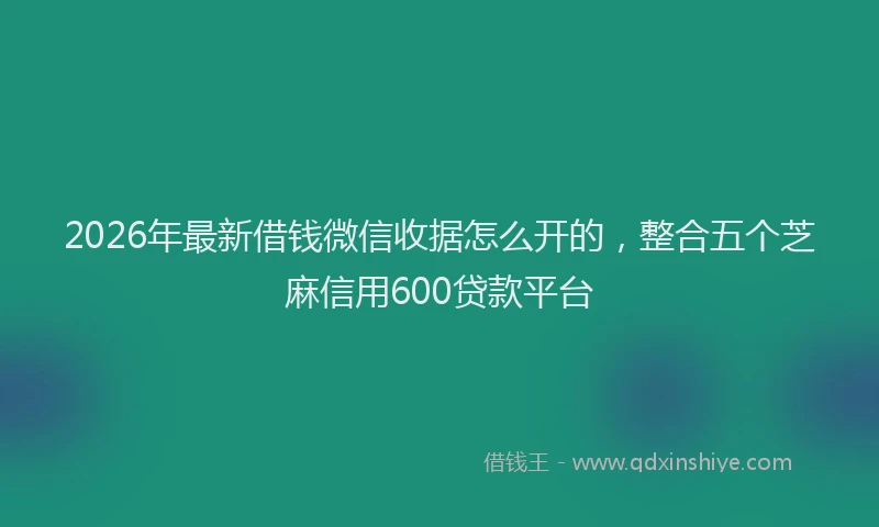 2026年最新借钱微信收据怎么开的，整合五个芝麻信用600贷款平台