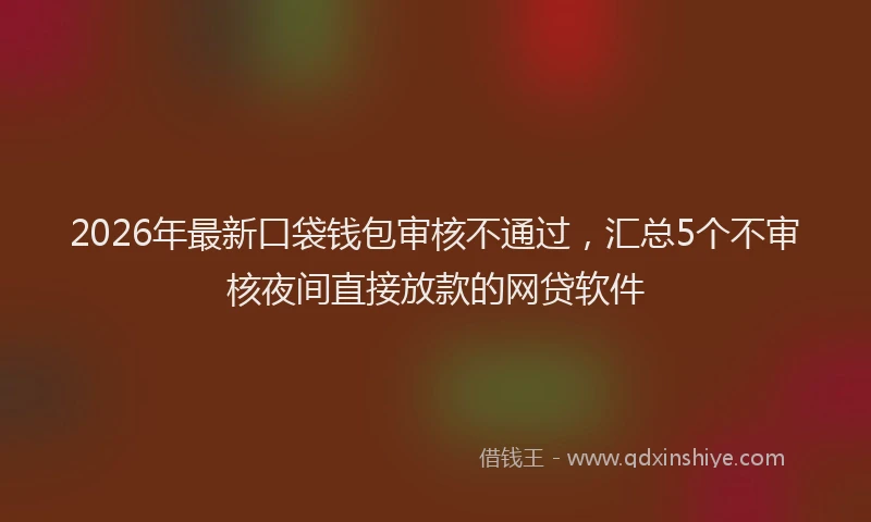 2026年最新口袋钱包审核不通过，汇总5个不审核夜间直接放款的网贷软件