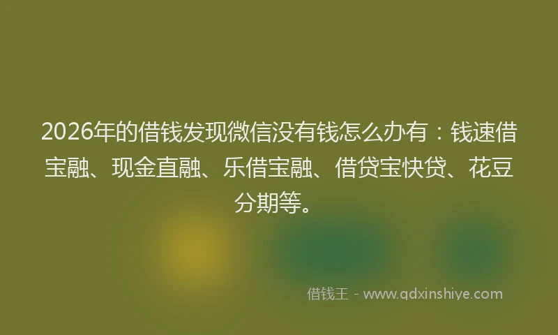 2026年的借钱发现微信没有钱怎么办有：钱速借宝融、现金直融、乐借宝融、借贷宝快贷、花豆分期等。