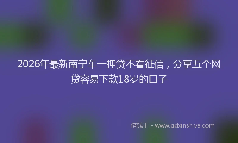 2026年最新南宁车一押贷不看征信，分享五个网贷容易下款18岁的口子