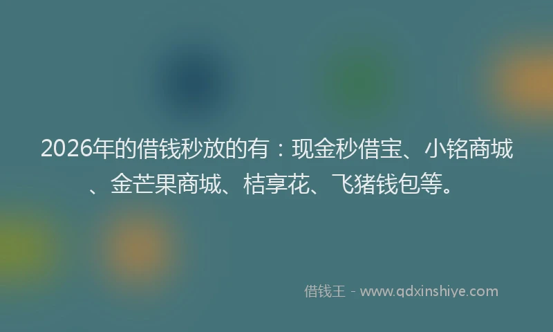 2026年的借钱秒放的有：现金秒借宝、小铭商城、金芒果商城、桔享花、飞猪钱包等。