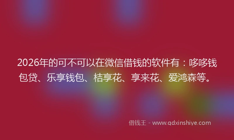 2026年的可不可以在微信借钱的软件有:哆哆钱包贷、乐享钱包、桔享花、享来花、爱鸿森等。