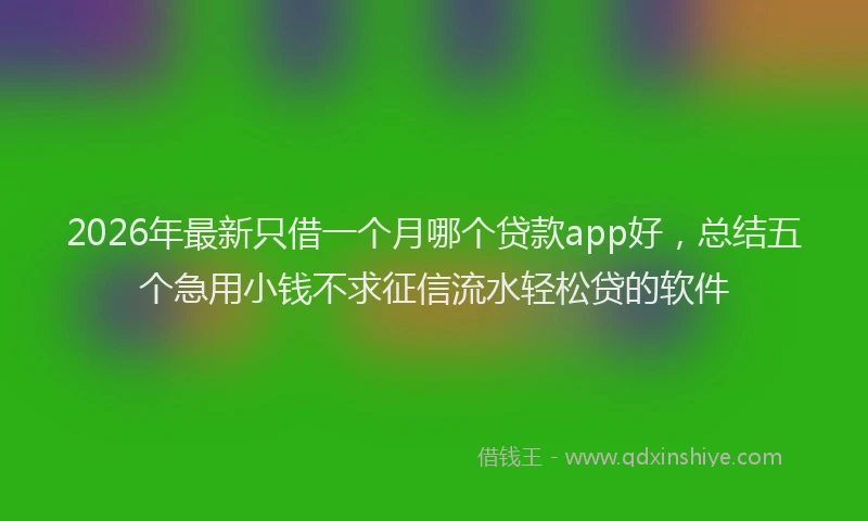 2026年最新只借一个月哪个贷款app好，总结五个急用小钱不求征信流水轻松贷的软件