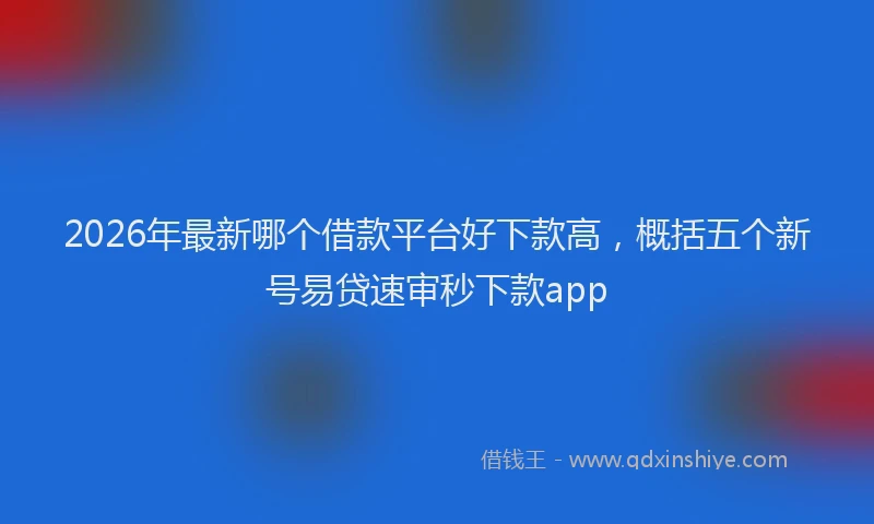 2026年最新哪个借款平台好下款高，概括五个新号易贷速审秒下款app