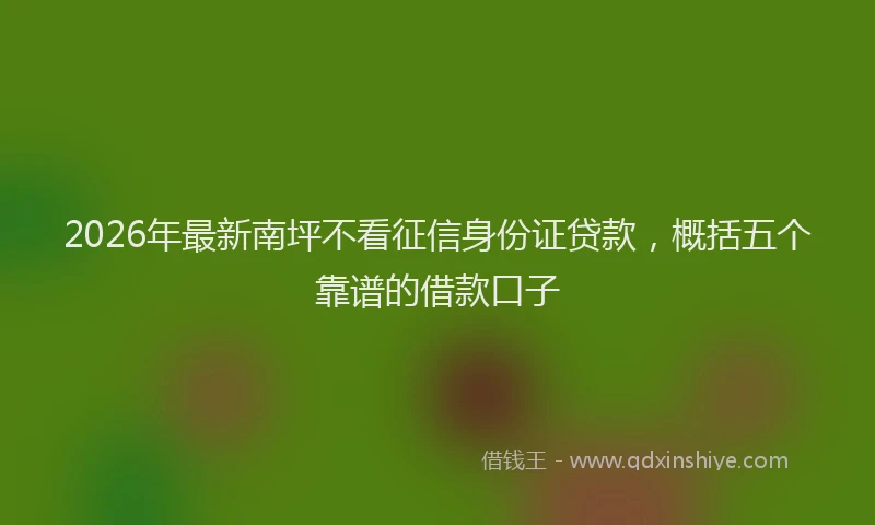 2026年最新南坪不看征信身份证贷款，概括五个靠谱的借款口子