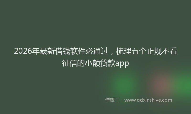 2026年最新借钱软件必通过，梳理五个正规不看征信的小额贷款app