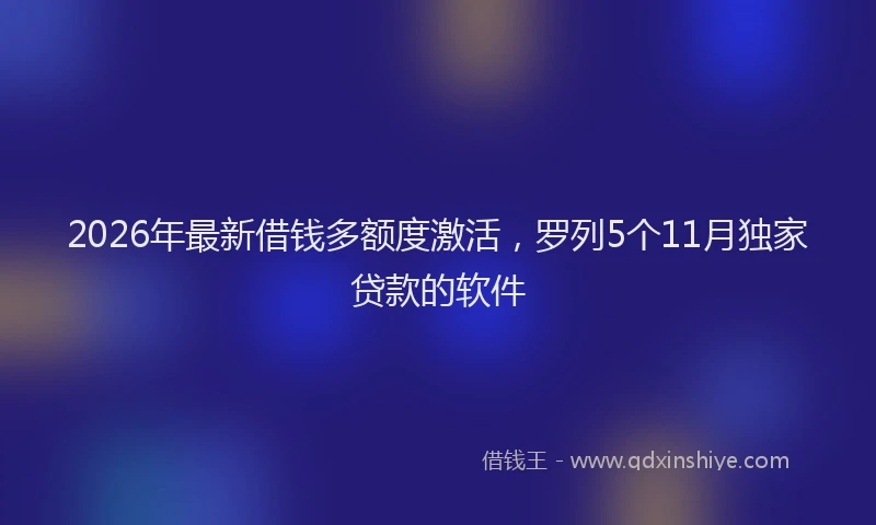 2026年最新借钱多额度激活,罗列5个11月独家贷款的软件