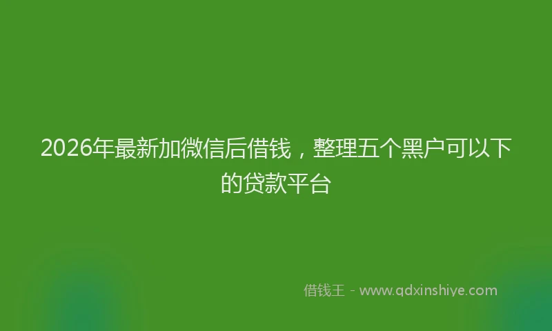 2026年最新加微信后借钱，整理五个黑户可以下的贷款平台