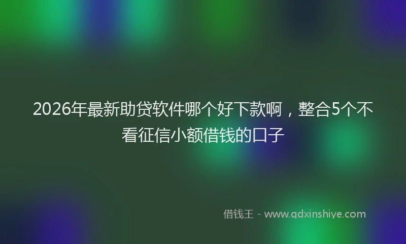 2026年最新助贷软件哪个好下款啊，整合5个不看征信小额借钱的口子