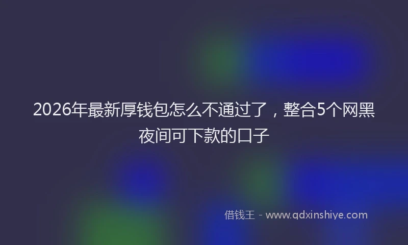 2026年最新厚钱包怎么不通过了,整合5个网黑夜间可下款的口子