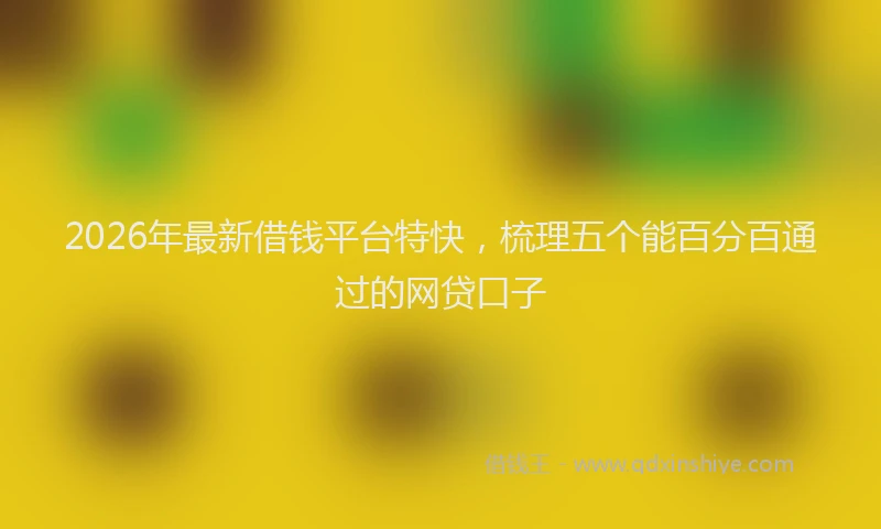 2026年最新借钱平台特快，梳理五个能百分百通过的网贷口子