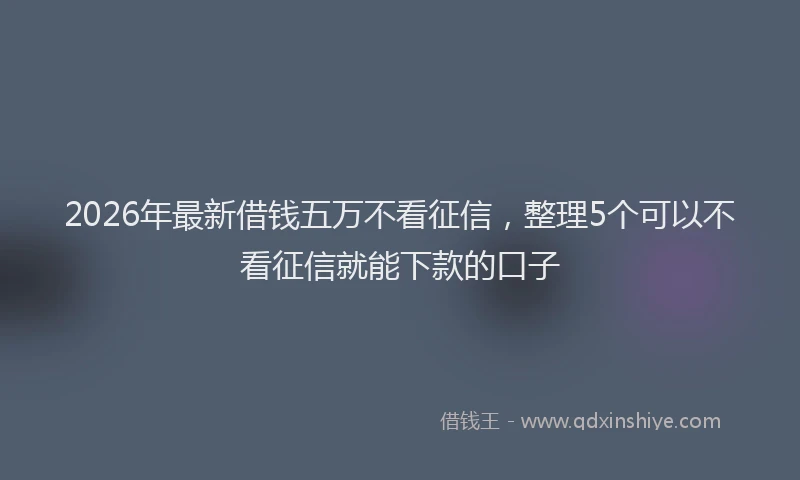 2026年最新借钱五万不看征信,整理5个可以不看征信就能下款的口子