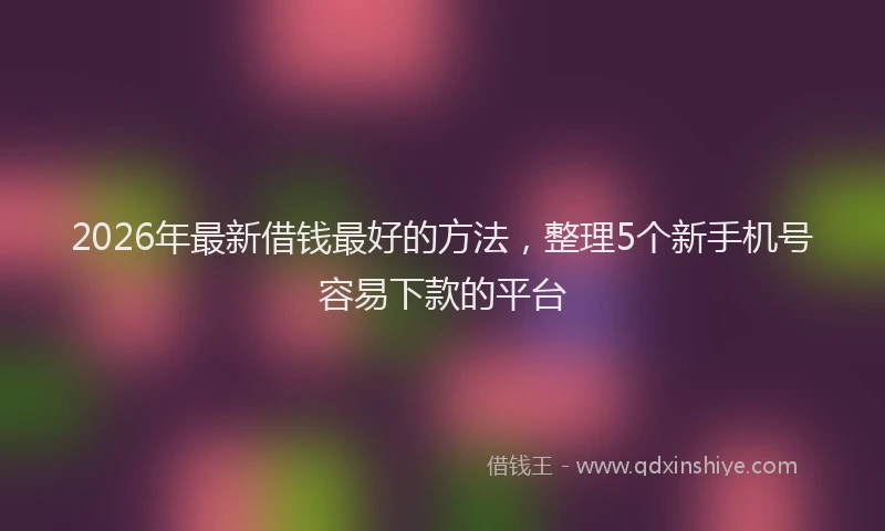 2026年最新借钱最好的方法，整理5个新手机号容易下款的平台