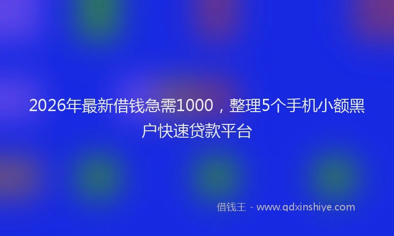 2026年最新借钱急需1000，整理5个手机小额黑户快速贷款平台
