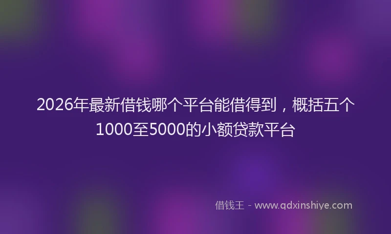 2026年最新借钱哪个平台能借得到，概括五个1000至5000的小额贷款平台