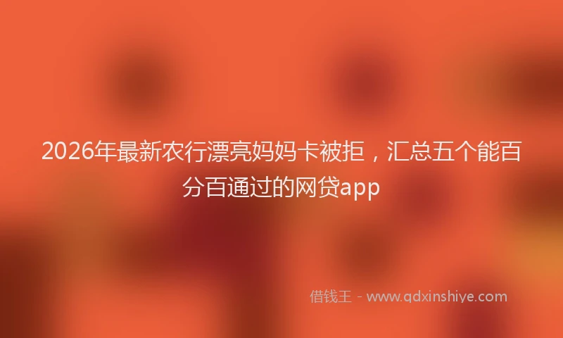 2026年最新农行漂亮妈妈卡被拒,汇总五个能百分百通过的网贷app