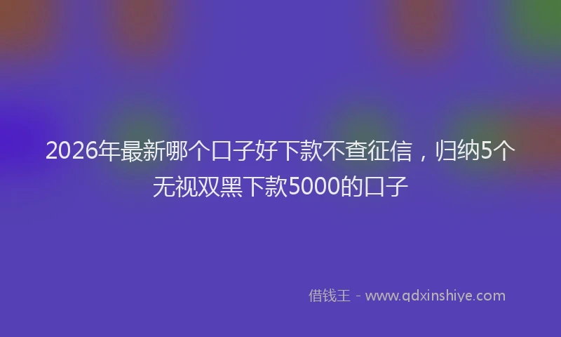 2026年最新哪个口子好下款不查征信，归纳5个无视双黑下款5000的口子