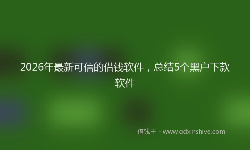 2026年最新可信的借钱软件，总结5个黑户下款软件