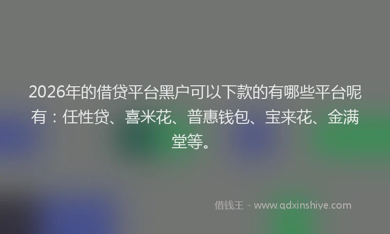 2026年的借贷平台黑户可以下款的有哪些平台呢有:任性贷、喜米花、普惠钱包、宝来花、金满堂等。