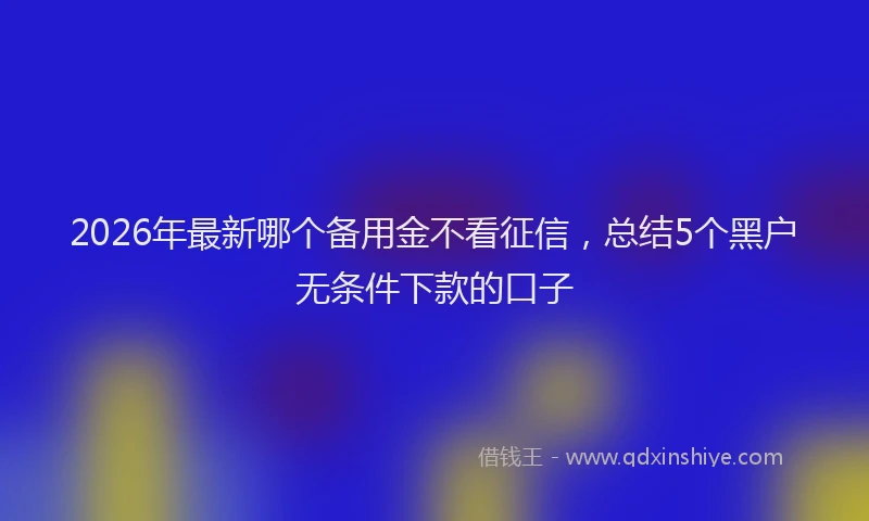 2026年最新哪个备用金不看征信,总结5个黑户无条件下款的口子