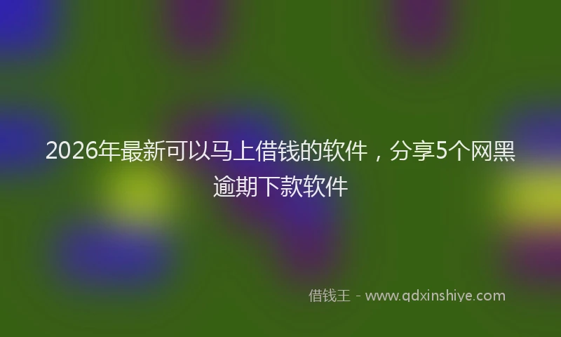 2026年最新可以马上借钱的软件，分享5个网黑逾期下款软件