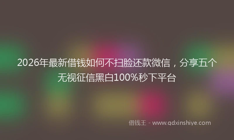 2026年最新借钱如何不扫脸还款微信，分享五个无视征信黑白100%秒下平台