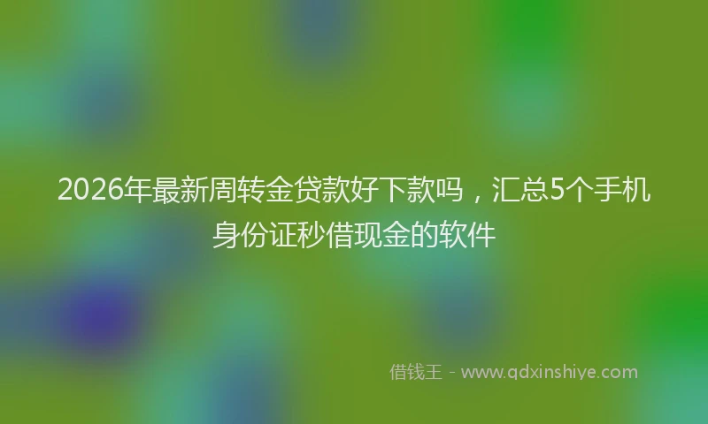 2026年最新周转金贷款好下款吗，汇总5个手机身份证秒借现金的软件