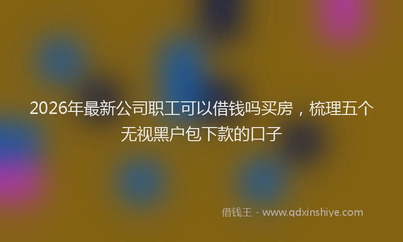 2026年最新公司职工可以借钱吗买房，梳理五个无视黑户包下款的口子