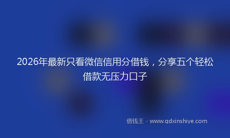 2026年最新只看微信信用分借钱,分享五个轻松借款无压力口子