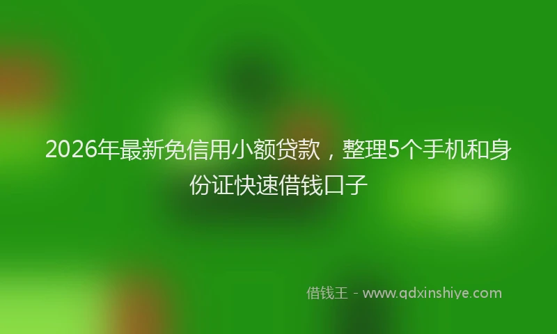 2026年最新免信用小额贷款，整理5个手机和身份证快速借钱口子