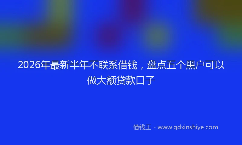 2026年最新半年不联系借钱，盘点五个黑户可以做大额贷款口子