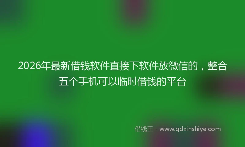 2026年最新借钱软件直接下软件放微信的，整合五个手机可以临时借钱的平台
