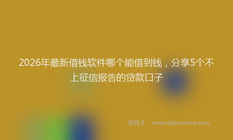 2026年最新借钱软件哪个能借到钱，分享5个不上征信报告的贷款口子