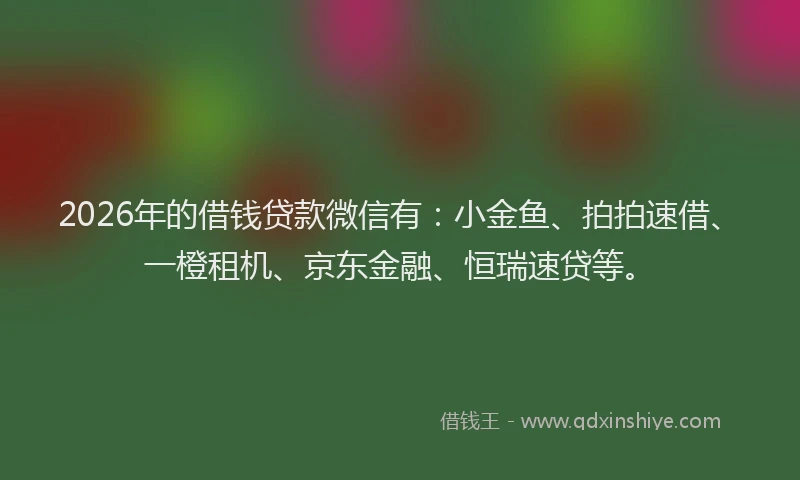 2026年的借钱贷款微信有：小金鱼、拍拍速借、一橙租机、京东金融、恒瑞速贷等。