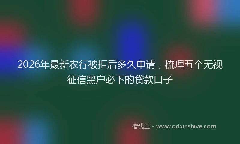 2026年最新农行被拒后多久申请,梳理五个无视征信黑户必下的贷款口子