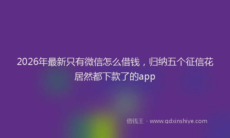 2026年最新只有微信怎么借钱，归纳五个征信花居然都下款了的app