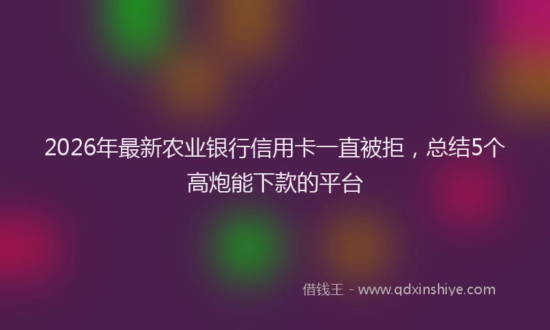 2026年最新农业银行信用卡一直被拒，总结5个高炮能下款的平台