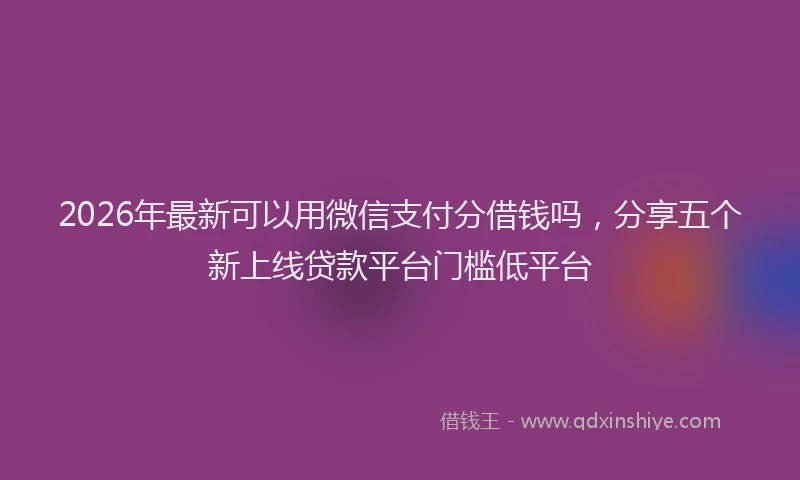 2026年最新可以用微信支付分借钱吗，分享五个新上线贷款平台门槛低平台