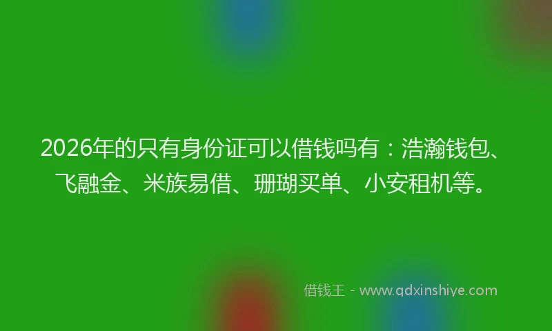 2026年的只有身份证可以借钱吗有:浩瀚钱包、飞融金、米族易借、珊瑚买单、小安租机等。