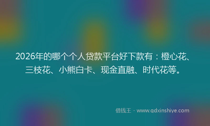 2026年的哪个个人贷款平台好下款有：橙心花、三枝花、小熊白卡、现金直融、时代花等。