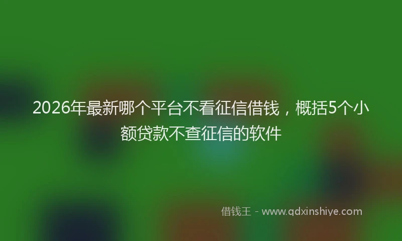 2026年最新哪个平台不看征信借钱,概括5个小额贷款不查征信的软件